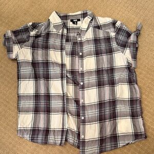 Plaid Women’s Shirt by Paige Black, White, Blur, Pink and Gray